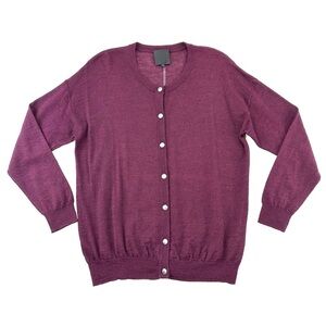 InWear round neck cardigan Women Small burgundy alpaca wool blend relaxed fit